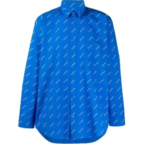 Balenciaga Shirt Loose Fit Men's Blue