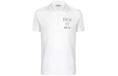 DIOR Quarterly New Products Polo Shirts Men's White Polo Collar Moderate Straight Fit