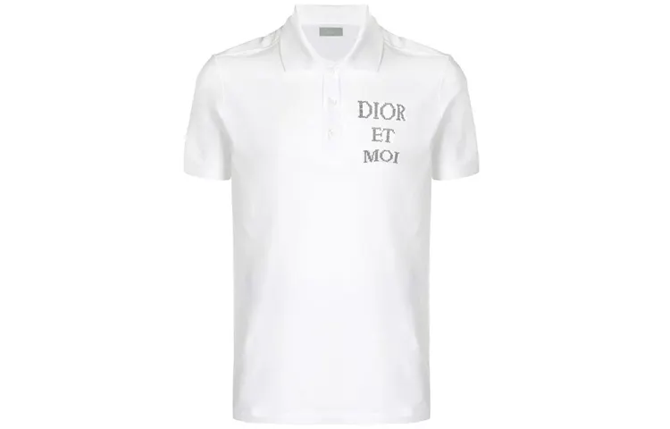 DIOR Quarterly New Products Polo Shirts Men's White Polo Collar Moderate Straight Fit