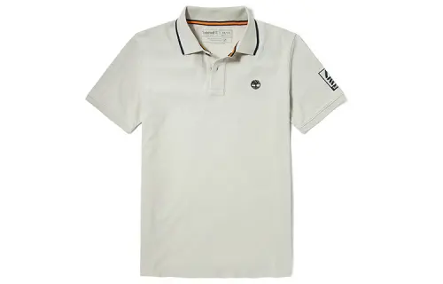 Timberland Polo Shirts Men's Ivory White Polo Collar Moderate Straight Fit