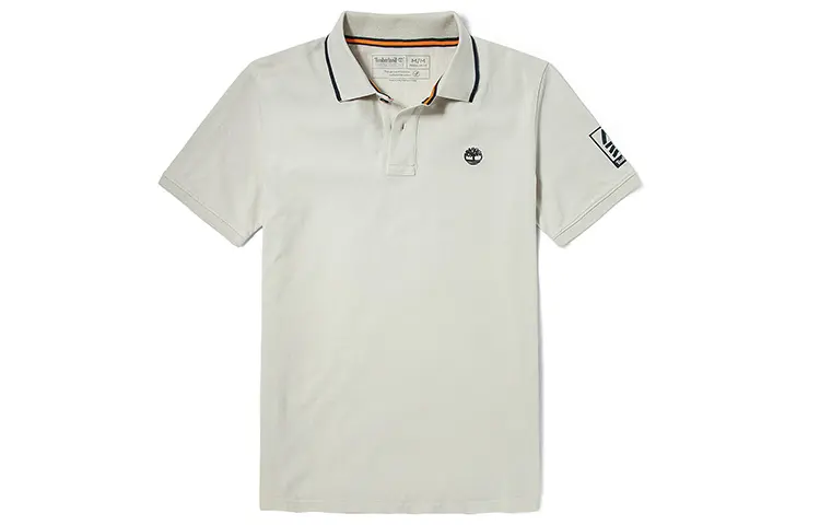 Timberland Polo Shirts Men's Ivory White Polo Collar Moderate Straight Fit