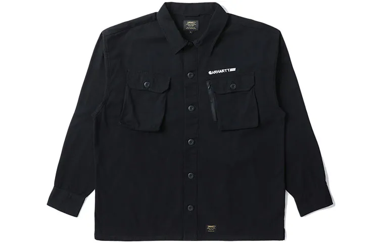 Carhartt WIP Shirts Men's Black Lapel Moderate Straight Fit