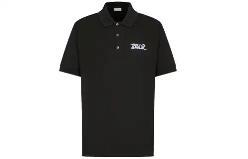 DIOR Quarterly New Products Polo Shirts Men's Black Polo Collar Moderate Straight Fit