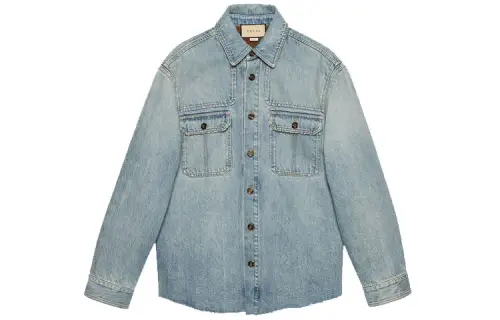 GUCCI Shirts Men's Blue Pointed Collar Moderate Other