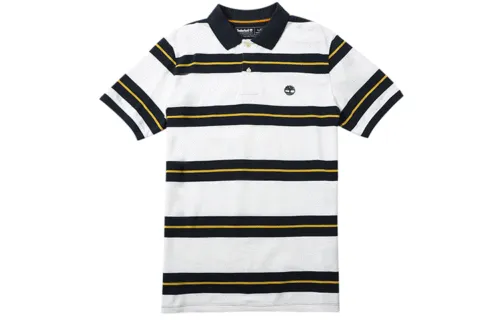 Timberland Polo Shirts Men's White Polo Collar Moderate Straight Fit