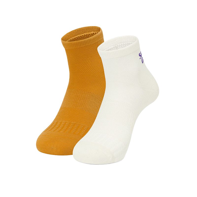 Skechers Skechers Mountain Outdoor Series Sports Simple and Comfortable Socks Women's 2 Pairs (White/Honey Yellow)-05HF
