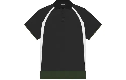 Balenciaga Polo Shirts Men's Black Polo Collar Moderate Straight Fit