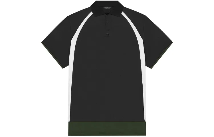 Balenciaga Polo Shirts Men's Black Polo Collar Moderate Straight Fit