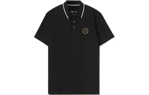 Li Ning Wade Collection Polo Shirts Men's Black Polo Collar Moderate Straight Fit