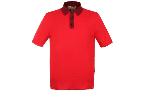 Burberry Polo Shirts Men's Bright Red Polo Collar Moderate Straight Fit