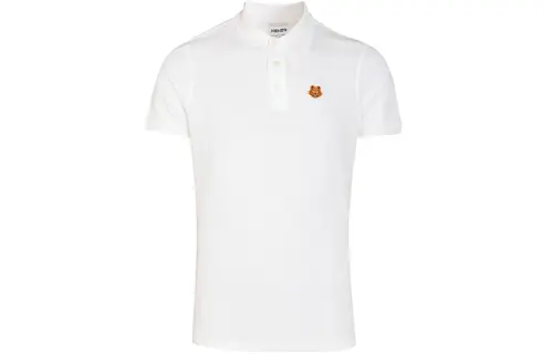 KENZO Polo Shirts Men's White Polo Collar Moderate Straight Fit