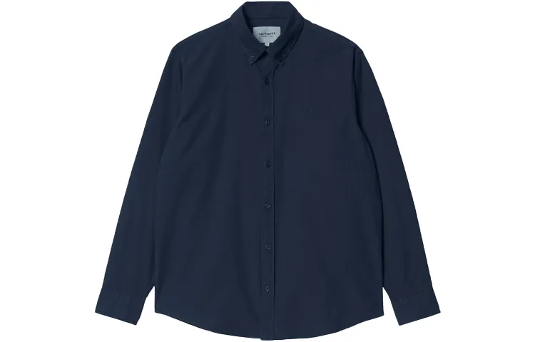 Carhartt WIP Shirts Men's Dark Marine Blue Pointed Collar Moderate Shirt