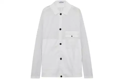 STONE ISLAND Shirts Men's White Lapel Moderate Other