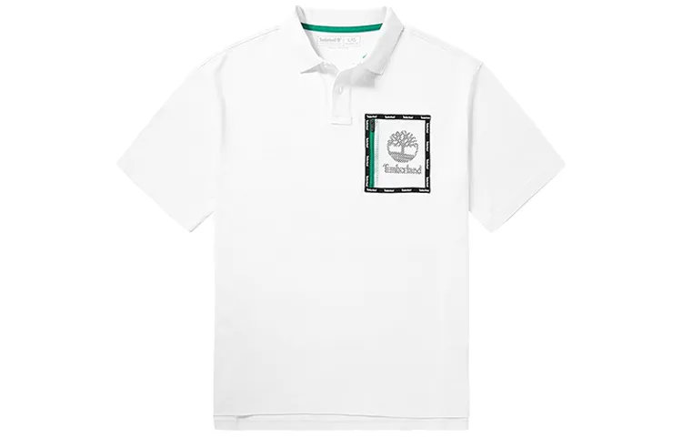 Timberland Polo Shirts Men's White Polo Collar Moderate Straight Fit