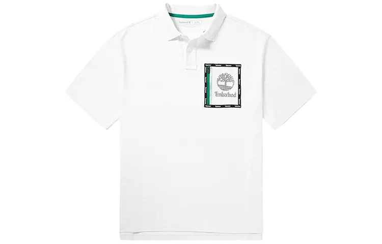 Timberland Polo Shirts Men's White Polo Collar Moderate Straight Fit