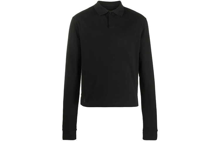 Bottega Veneta Polo Shirts Men's Black Polo Collar Moderate Straight Fit