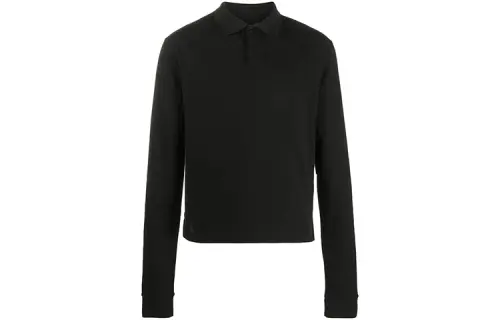 Bottega Veneta Polo Shirts Men's Black Polo Collar Moderate Straight Fit