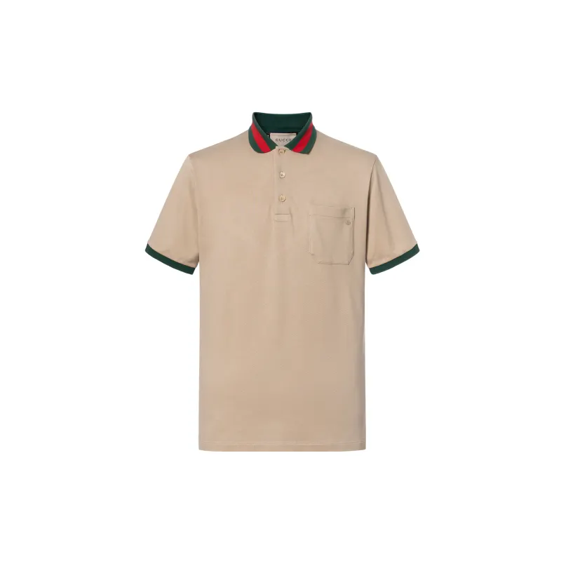GUCCI Cotton Piquet Polo With Web Collar