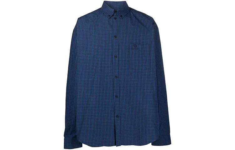 Balenciaga Shirts Men's Blue Lapel Moderate Shirt