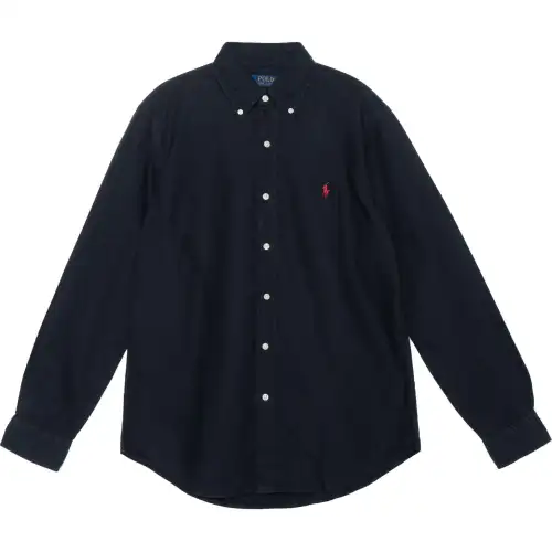 Polo Ralph Lauren Classic black shirt, logo embroidery service, oxford cloth