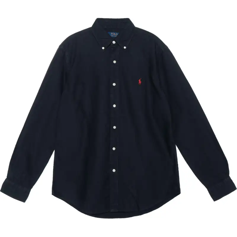 Polo Ralph Lauren Classic black shirt, logo embroidery service, oxford cloth