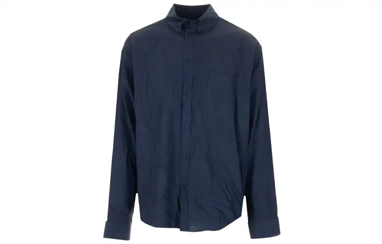 Balenciaga Shirts Men's Blue Lapel Moderate Shirt