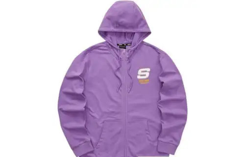 Skechers Colorful Sweatshirts Unisex Crystal Purple Hooded Moderate Cardigan