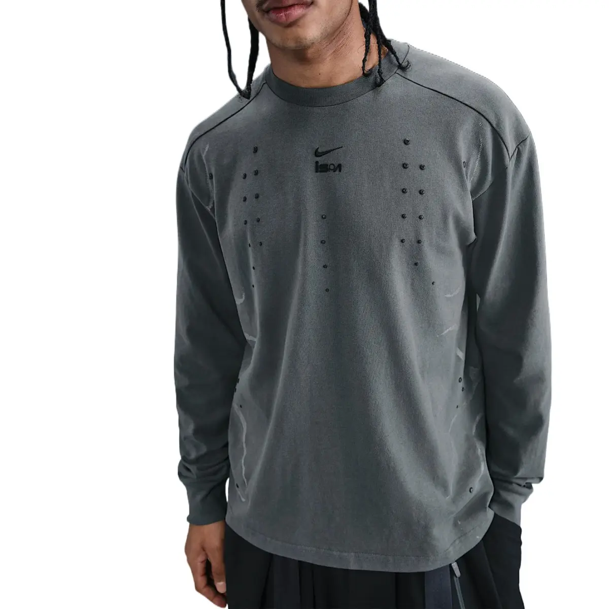 Nike ISPA T-Shirts Unisex Gray Crew Neck Moderate