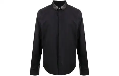 GUCCI Long Sleeved Faux Leather Collar Shirt
