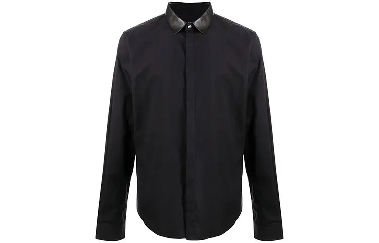 GUCCI Long Sleeved Faux Leather Collar Shirt