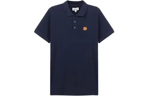 KENZO Classic Tiger Head Polo Shirts Men's Dark Blue Polo Collar Moderate Straight Fit