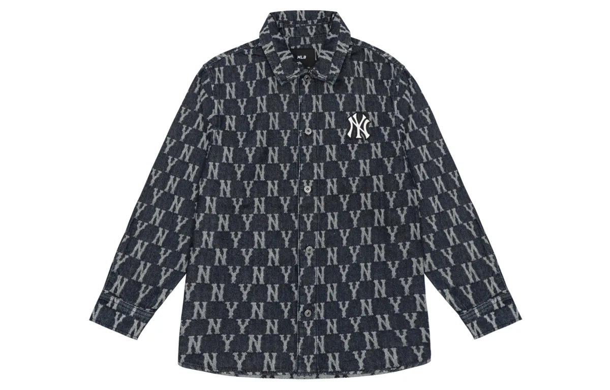 MLB Monogram Shirts Unisex Dark Blue Lapel Moderate Other