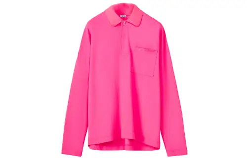 LOEWE Polo Shirts Unisex Neon Pink Polo Collar Moderate Straight Fit