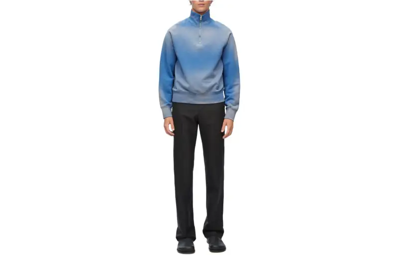 LOEWE Sweatshirts Men's Blue Stand Collar Moderate Regular