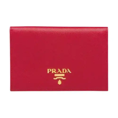PRADA Saffiano Leather Passport Holder Wallet Women's Red