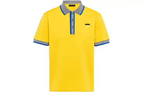 PRADA Polo Shirts Men's Yellow Polo Collar Moderate Straight Fit