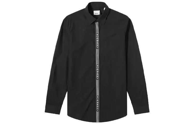Burberry Shirts Men's Black Lapel Moderate Other