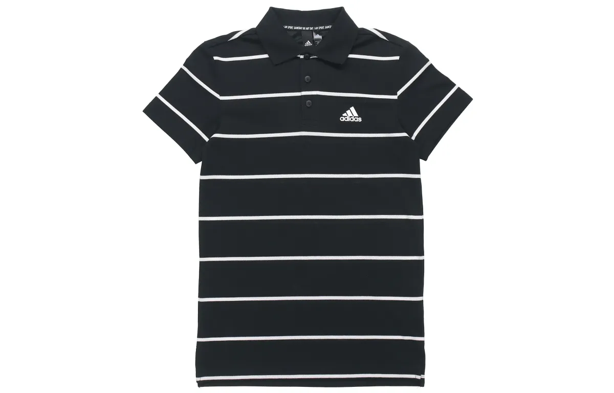 Adidas Polo Shirts Men's Black Polo Collar Moderate Straight Fit