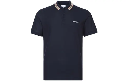 Burberry Polo Shirts Men's Marine Blue Polo Collar Moderate Straight Fit