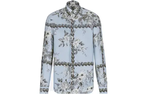 DIOR Quarterly New Products Shirts Men's Gray Pointed Collar Moderate Other