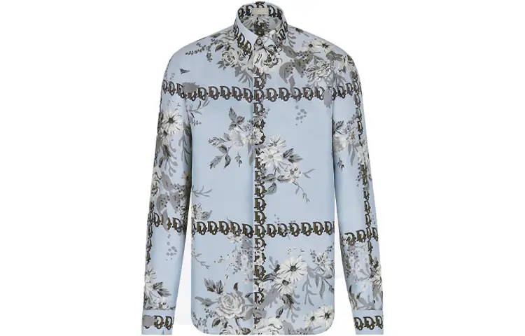 DIOR Quarterly New Products Shirts Men's Gray Pointed Collar Moderate Other
