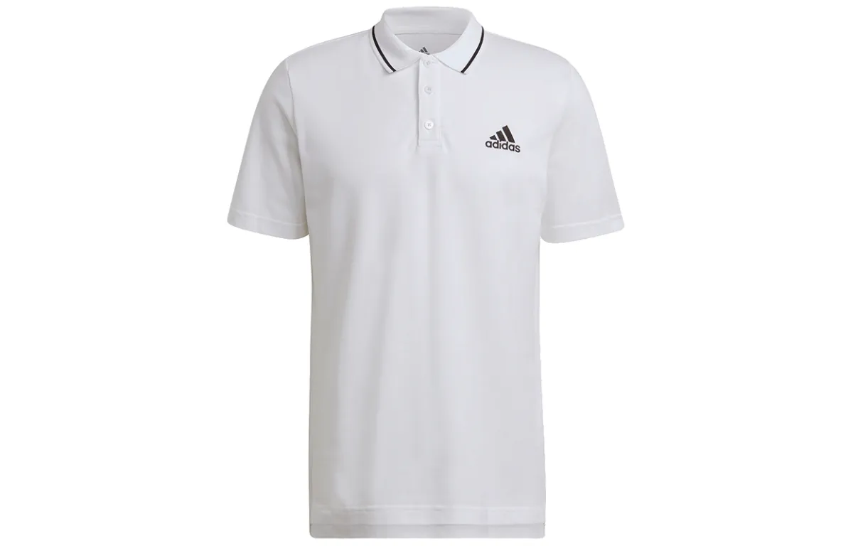 Adidas Polo Shirts Men's White Polo Collar Moderate Straight Fit