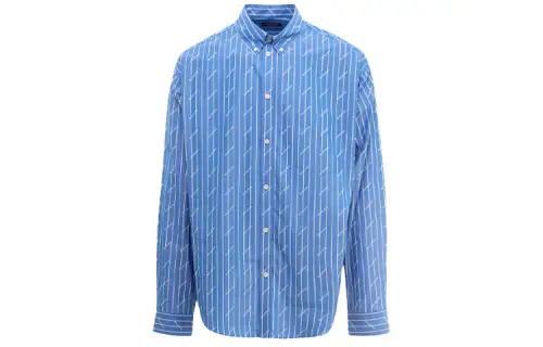 Balenciaga Women'ss Oversized Stripe Logo Long Sleeve Shirt