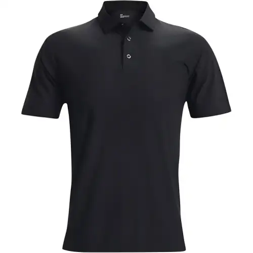 Under Armour Luxe Polo Shirts Men's Black Polo Collar Moderate Straight Fit