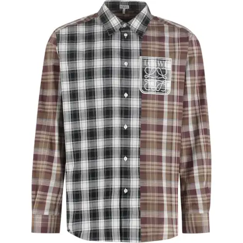 LOEWE Shirts Men's Red Brown Lapel Moderate Other