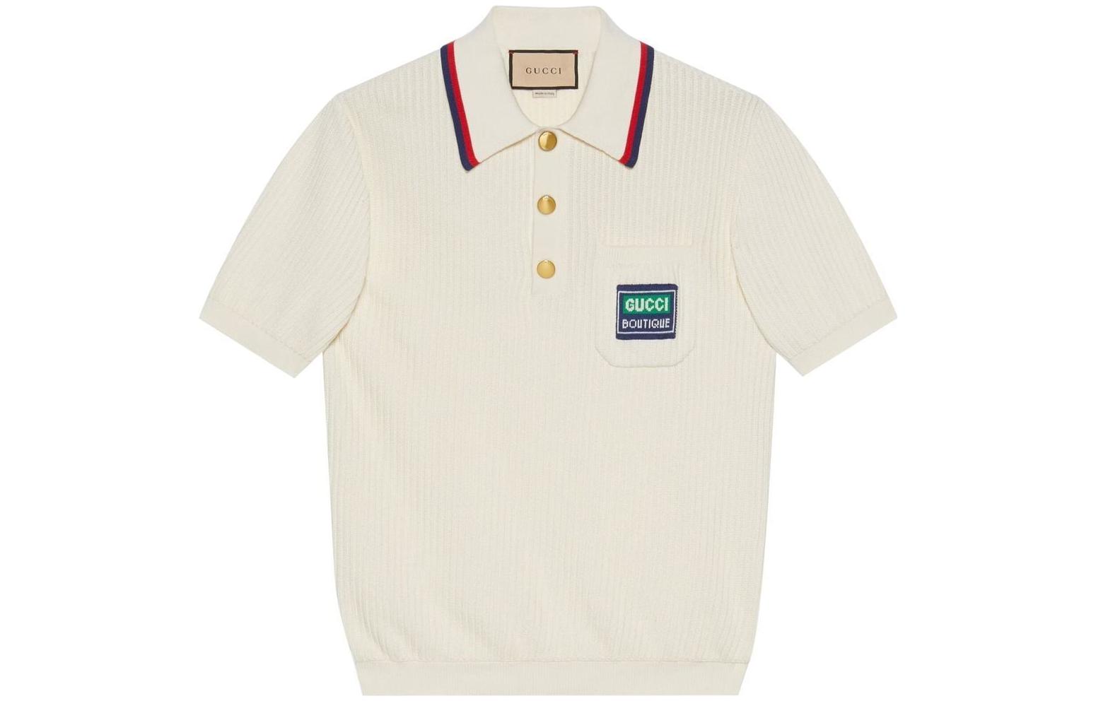 【Previous Season】stripe-trim knitted polo shirt