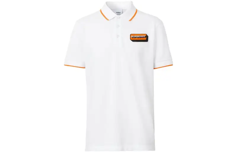 Burberry Logo Applique Cotton Pique Polo Shirt