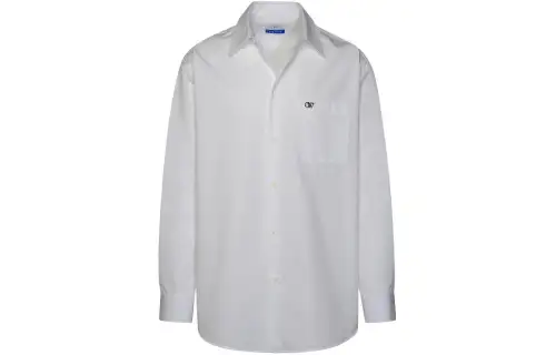 Off Logo Embroidered Long Sleeved Shirt