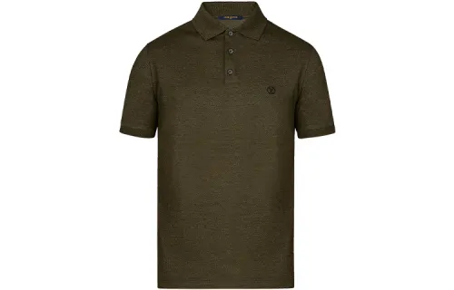 LOUIS VUITTON New Quarterly Products Of LV Polo Shirts Men's Army Green Polo Collar Moderate Straight Fit