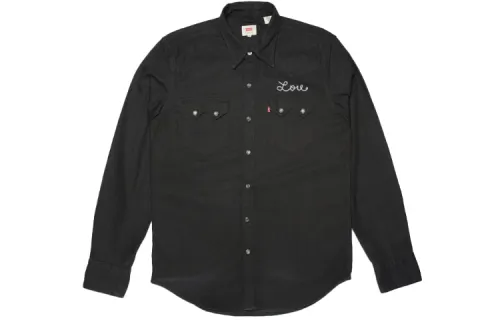 Levis Shirts Men's Black Lapel Moderate Shirt